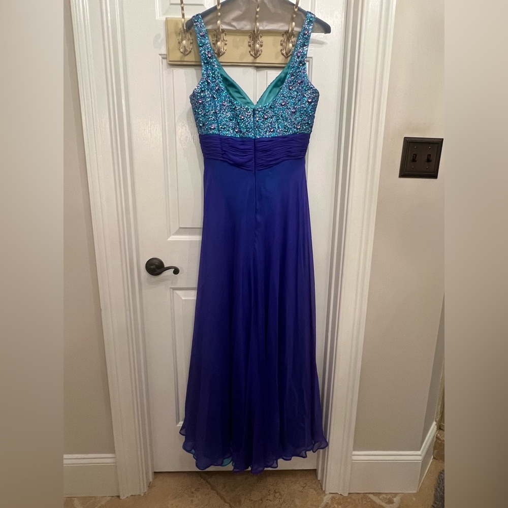 Sherri Hill teal and purple long gown